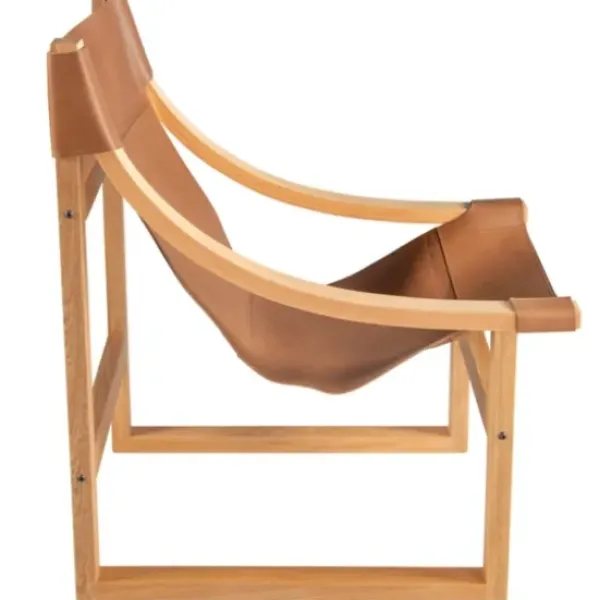 Accent Chairs-Kirkland's Home Natural Leather And Wood Sling Accent Chair Tan