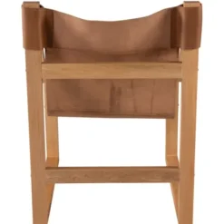 Accent Chairs-Kirkland's Home Natural Leather And Wood Sling Accent Chair Tan