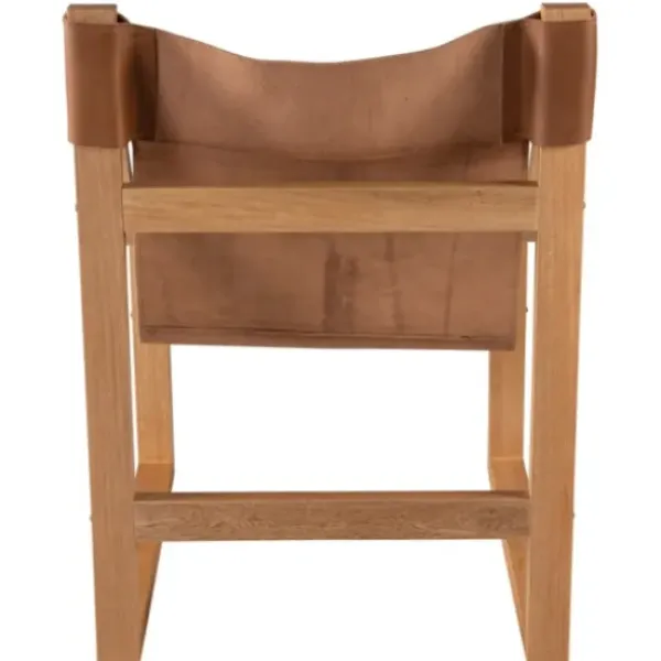 Accent Chairs-Kirkland's Home Natural Leather And Wood Sling Accent Chair Tan