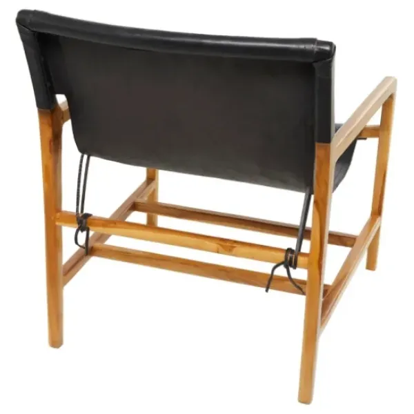 Accent Chairs-Kirkland's Home Natural Leather Sling Accent Chair Black