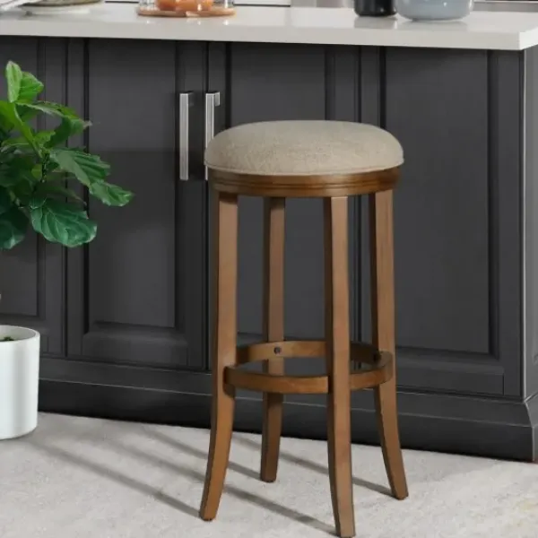Bar Stools & Counter Height Stools-Kirkland's Home Natural Linen And Wood Bar Stool Tan