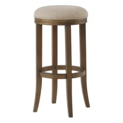 Bar Stools & Counter Height Stools-Kirkland's Home Natural Linen And Wood Bar Stool Tan