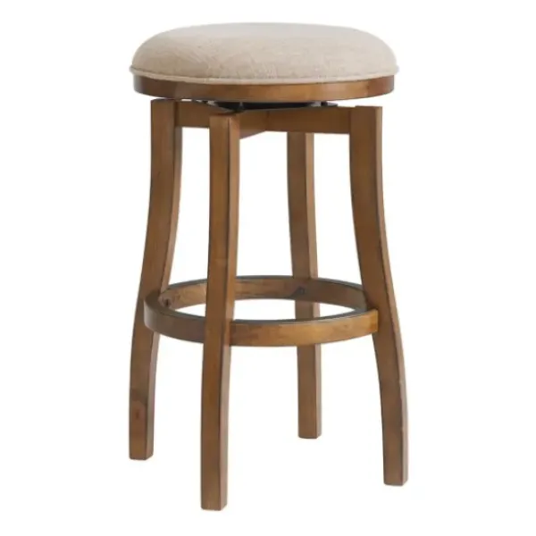 Bar Stools & Counter Height Stools-Kirkland's Home Natural Linen Barrel Base Swivel Bar Stool Tan