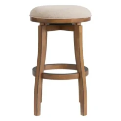 Bar Stools & Counter Height Stools-Kirkland's Home Natural Linen Barrel Base Swivel Bar Stool Tan