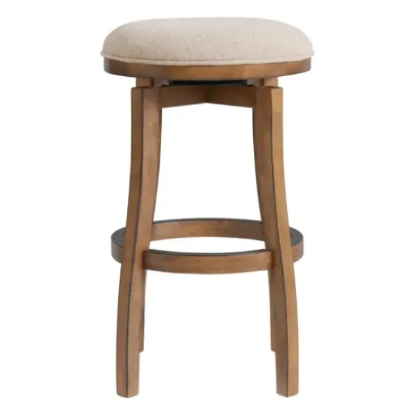 Bar Stools & Counter Height Stools-Kirkland's Home Natural Linen Barrel Base Swivel Bar Stool Tan