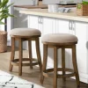 Bar Stools & Counter Height Stools-Kirkland's Home Natural Linen Barrel Base Swivel Counter Stool Set Tan