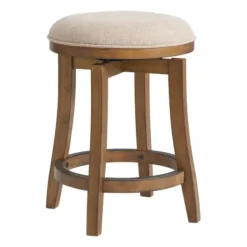 Bar Stools & Counter Height Stools-Kirkland's Home Natural Linen Barrel Base Swivel Counter Stool Tan