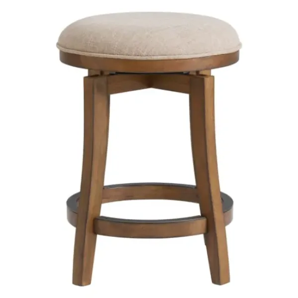Bar Stools & Counter Height Stools-Kirkland's Home Natural Linen Barrel Base Swivel Counter Stool Tan