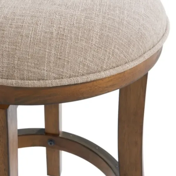 Bar Stools & Counter Height Stools-Kirkland's Home Natural Linen Barrel Base Swivel Counter Stool Tan