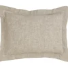 Pillows-Kirkland's Home Natural Linen Down Hemstitched Lumbar Pillow Tan