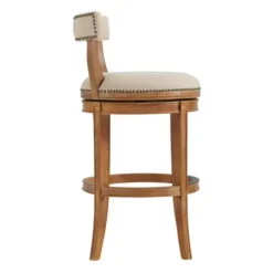 Bar Stools & Counter Height Stools-Kirkland's Home Natural Linen Upholstered Swivel Bar Stool Tan