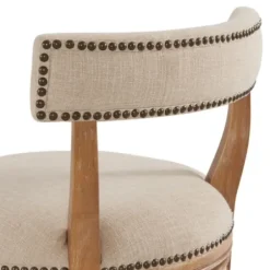 Bar Stools & Counter Height Stools-Kirkland's Home Natural Linen Upholstered Swivel Bar Stool Tan