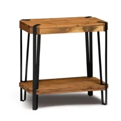 Accent & End Tables-Kirkland's Home Natural Live Edge Acacia Wood Accent Table Tan/Black