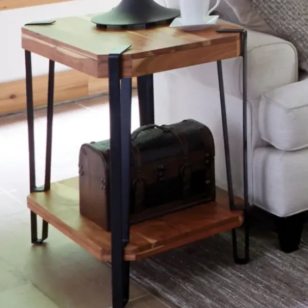 Accent & End Tables-Kirkland's Home Natural Live Edge Acacia Wood Accent Table Tan/Black