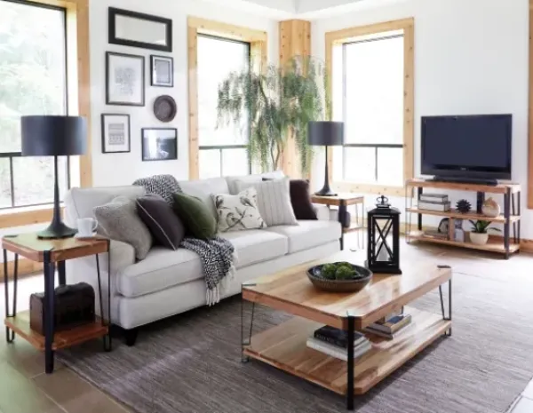 Accent & End Tables-Kirkland's Home Natural Live Edge Acacia Wood Accent Table Tan/Black