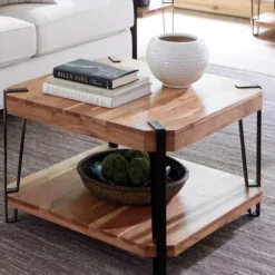 Coffee Tables-Kirkland's Home Natural Live Edge Acacia Wood Coffee Table Tan