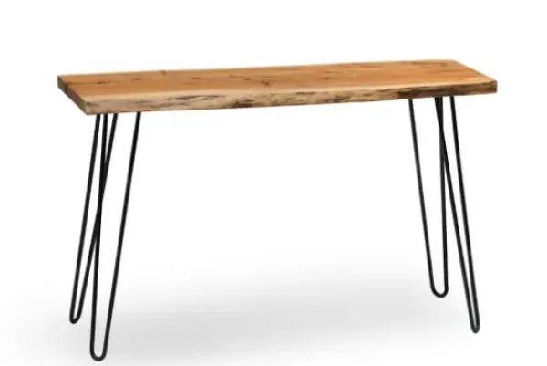 Console Tables-Kirkland's Home Natural Live Edge Hairpin Legs Console Table Tan