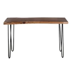 Console Tables-Kirkland's Home Natural Live Edge Hairpin Legs Console Table Tan