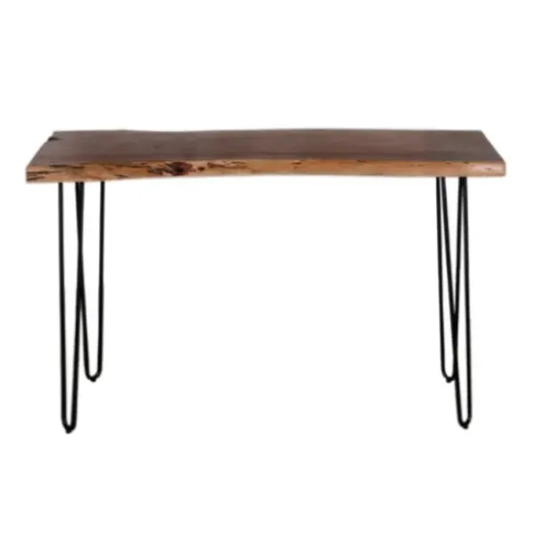Console Tables-Kirkland's Home Natural Live Edge Hairpin Legs Console Table Tan