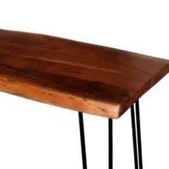 Console Tables-Kirkland's Home Natural Live Edge Hairpin Legs Console Table Tan