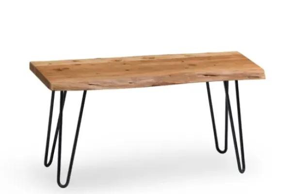 Benches & Ottomans-Kirkland's Home Natural Live Edge Hairpin Legs Bench, 36 In. Brown