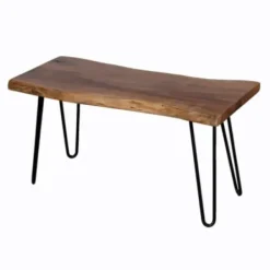 Benches & Ottomans-Kirkland's Home Natural Live Edge Hairpin Legs Bench, 36 In. Brown