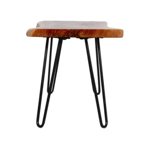 Benches & Ottomans-Kirkland's Home Natural Live Edge Hairpin Legs Bench, 36 In. Brown