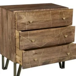 Dressers & Chests-Kirkland's Home Natural Mango Wood Chest With Brass Inlay