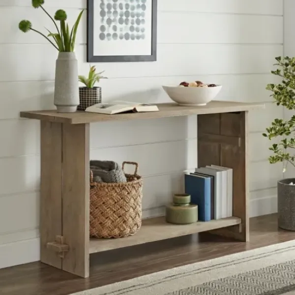 Console Tables-Kirkland's Home Natural Mango Wood Farmhouse Console