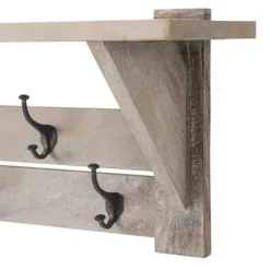 Entryway Furniture-Kirkland's Home Natural Mango Wood 2-Pc. Wall Hook And Bench Set