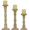Candle Holders-Kirkland's Home Natural Mango Wood Pillar Candle Holders, Set Of 3 Brown