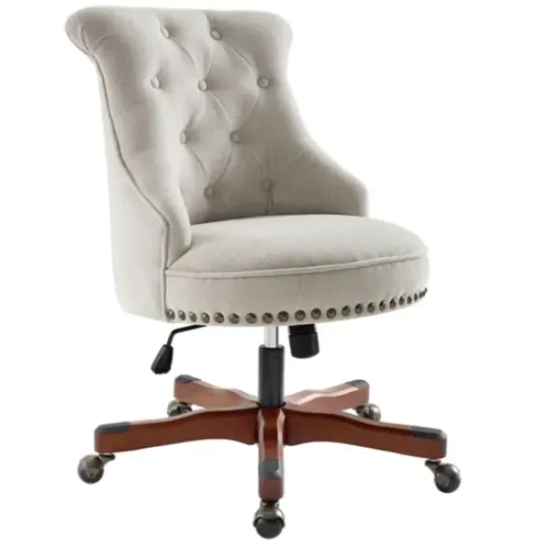 Office Furniture-Kirkland's Home Natural Miller Tufted Office Chair Tan