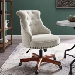 Office Furniture-Kirkland's Home Natural Miller Tufted Office Chair Tan