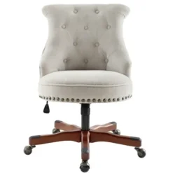 Office Furniture-Kirkland's Home Natural Miller Tufted Office Chair Tan