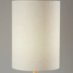 Floor Lamps-Kirkland's Home Natural Oak Wood Slim Floor Lamp White