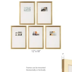 Gallery Wall Frames-Kirkland's Home Natural Offset Mat 4X6 5-Pc. Gallery Wall Set Tan