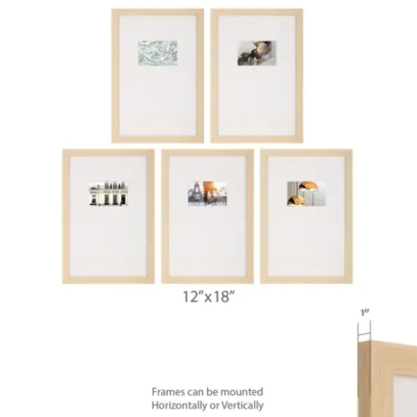 Gallery Wall Frames-Kirkland's Home Natural Offset Mat 4X6 5-Pc. Gallery Wall Set Tan