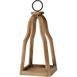 Lanterns-Kirkland's Home Natural Open Wood Frame Lantern Brown/Black