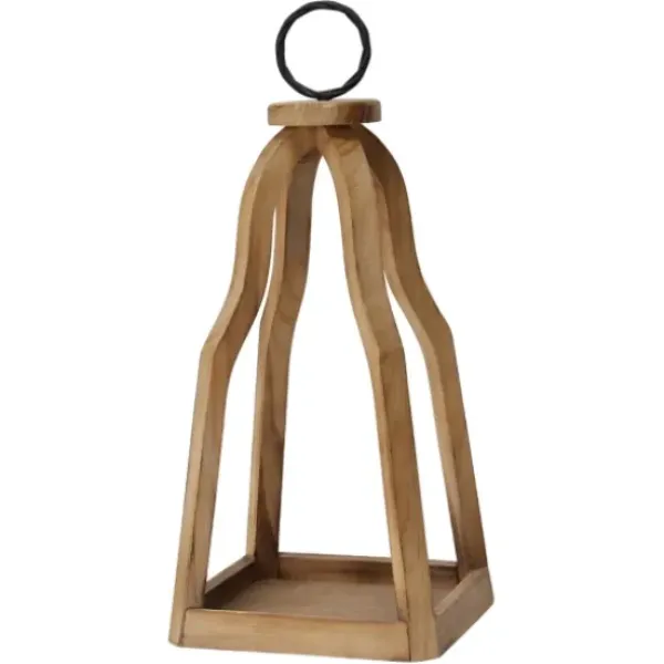 Lanterns-Kirkland's Home Natural Open Wood Frame Lantern Brown/Black