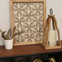 Lanterns-Kirkland's Home Natural Open Wood Frame Lantern Brown/Black