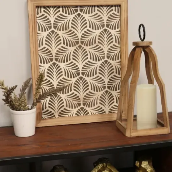 Lanterns-Kirkland's Home Natural Open Wood Frame Lantern Brown/Black