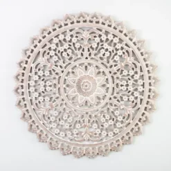 Wall Plaques-Kirkland's Home Natural Ornate Medallion Round Wall Plaque Ivory/Tan