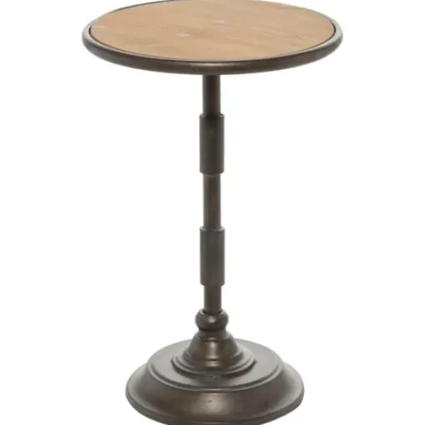 Accent & End Tables-Kirkland's Home Natural Pine And Gray Metal Accent Table, 21 In. Brown/Gray