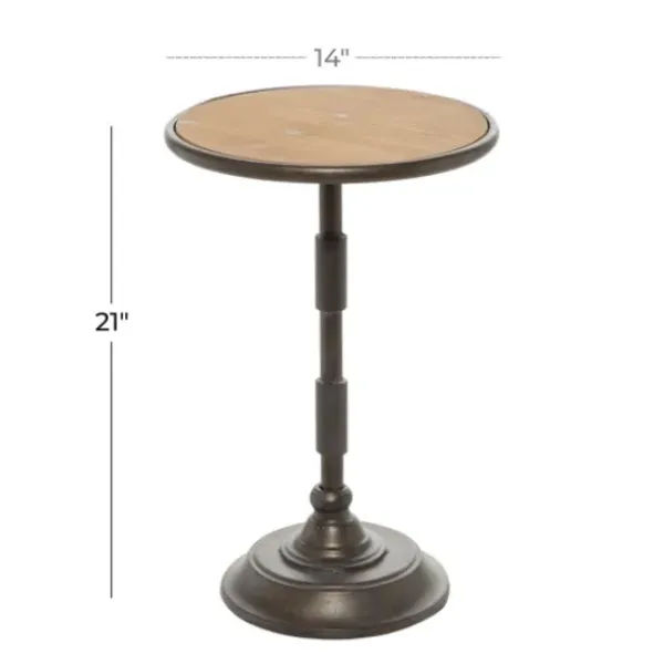 Accent & End Tables-Kirkland's Home Natural Pine And Gray Metal Accent Table, 21 In. Brown/Gray
