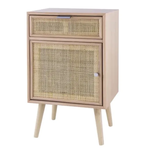 Cabinets & Sideboards-Kirkland's Home Natural Pine And Rat Single Door Cabinet Tan