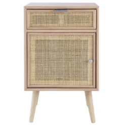 Cabinets & Sideboards-Kirkland's Home Natural Pine And Rat Single Door Cabinet Tan
