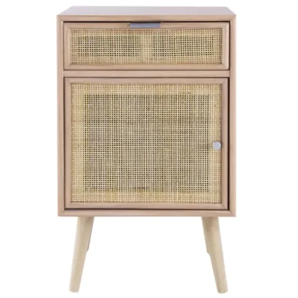 Cabinets & Sideboards-Kirkland's Home Natural Pine And Rat Single Door Cabinet Tan