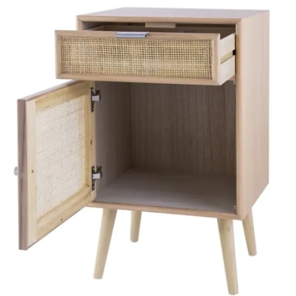 Cabinets & Sideboards-Kirkland's Home Natural Pine And Rat Single Door Cabinet Tan