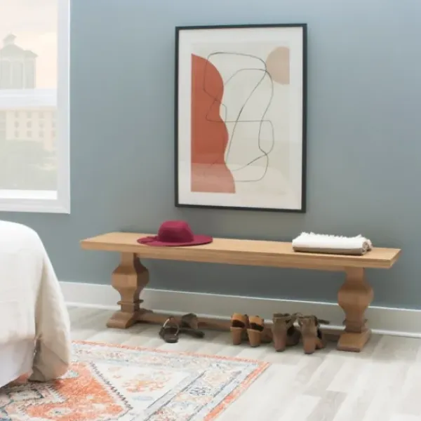 Benches & Ottomans-Kirkland's Home Natural Pine Wood Knotted Column Bench Tan