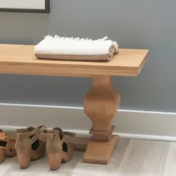 Benches & Ottomans-Kirkland's Home Natural Pine Wood Knotted Column Bench Tan